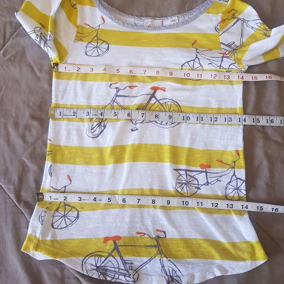 Postcard  Womens Blouse Size XS Yellow Striped Print Button Antropologie Spring - Picture 10 of 12